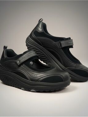 New Skechers Shape-ups 11807 Womens 5 Black Mary Jane Rocker Bottom Sneakers